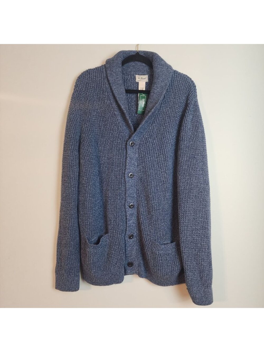 New L.L.Bean grandpa cardigan sweater sz XL front pockets